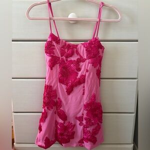 Peppermayo Vibrant Pink Floral Mini Dress